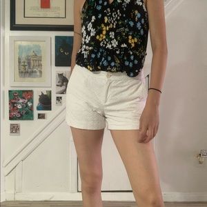 Banana republic white button up textured shorts
